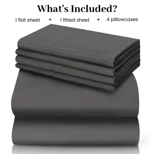 6pcs Luxury Cooling Bed Sheet Set, Soft Comfort Set, Queen Size Bedding Set, Breathable, Wrinkle Resistant,, Soft, with 18 Inch Deep Pockets, Bedroom, Guest Room, Hotel Bedding Set (1* Flat Sheet + 1* Fitted Sheet + 4* Pillowcases)