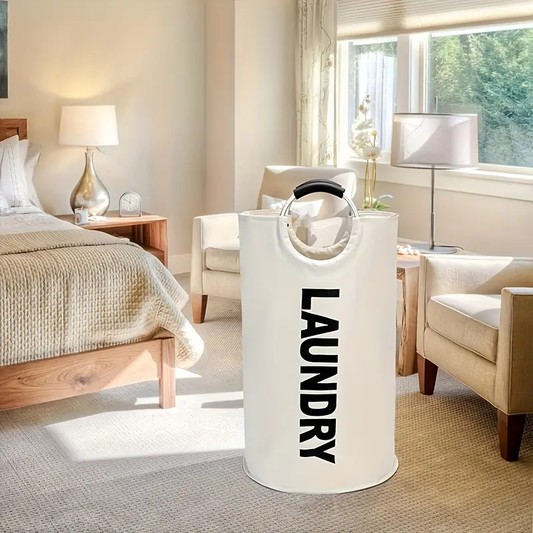 Large Waterproof Laundry Hamper with Foldable Size - Independent High Hanger, Soft Grip AI Handle, Durable Polyester Material, Ideal for Home & Travel, Travel Laundry Solution|Modern Laundry Accessory|Durable Handle, Laundry Baskets