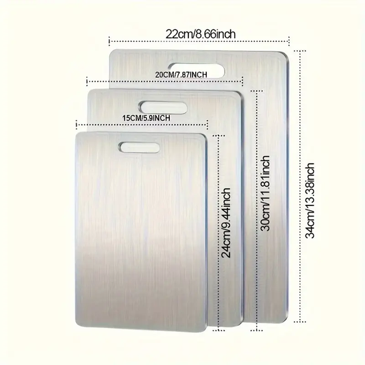 3pcs Premium Stainless Steel Cutting Board Set- Durable, Easy to Clean, Kitchen Ready, Space-Saving, Rust-Resistant, and BPA-Free, Safe for Food Preparation