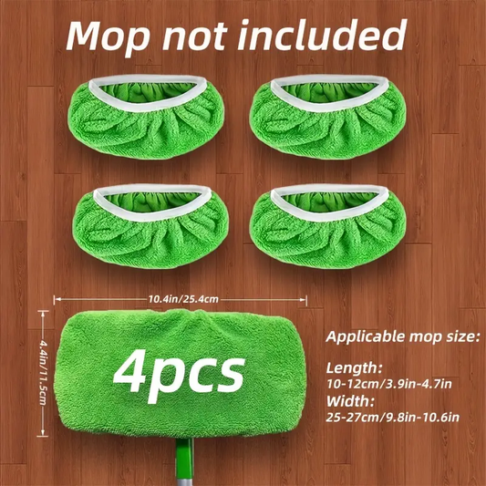 4 Reusable Mop Pads: Washable, Durable, High Absorbency, Suitable for Both Dry and Wet Cleaning, Gray Polyester with White Edge Round Design, Compatible with Most Flat Mops, No Mop Head Included, Efficient Floor Care Tool | Detailed Surface | Highly