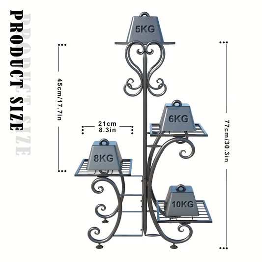 4/6 Tier Metal Plant Shelf, Plant Stand Indoor Outdoor Flower Pot Holder Display Racks - Wrought Iron Corner Multiple Planter Rack Organizer for Garden Patio Lawn Balcony Office And Store Display,