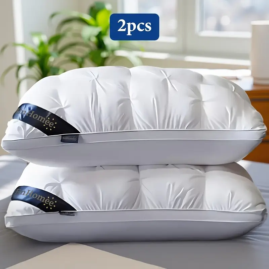 Buy 1 Get 1 Free, Total Of 2pcs Soft Luxury 5-Star Hotel Quality Pillow, 990g 20x30 Inches - Deep Sleep Neck Support, Non-Collapse High Pillow Core For All Seasons, Machine Washable, Perfect For Home
