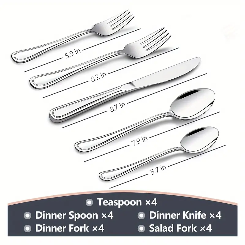 20/40/60pcs Stainless Steel Flatware Cutlery Set | Silverware Set For 4/8/12, Silvery/Black, Mirror Polished, Dishwasher Safe | For Home Kitchen Restaurant Hotel, Kitchen Utensils Set, Perfect For Gifts And Weddings, Local Warehouse