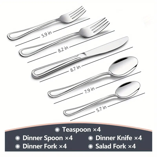 20/40/60pcs Stainless Steel Flatware Cutlery Set | Silverware Set For 4/8/12, Silvery/Black, Mirror Polished, Dishwasher Safe | For Home Kitchen Restaurant Hotel, Kitchen Utensils Set, Perfect For Gifts And Weddings, Local Warehouse