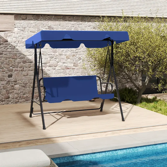 Outdoor Patio Swing with Canopy and Sturdy Frame, Suitable for Adults, Rustproof Material, Durable and Long-lasting