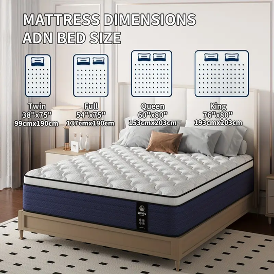 10/12/14 Inch King Sizes Mattress, Queen Size Mattress, Full Size Mattress, Twin, with Ergonomic, Individual Springs&Memory Foam, Medium Firm Feel And Strong Edge Support, Pressure Relief, Comfortable Sleeping, Modern Comfortable Home Furnishings.