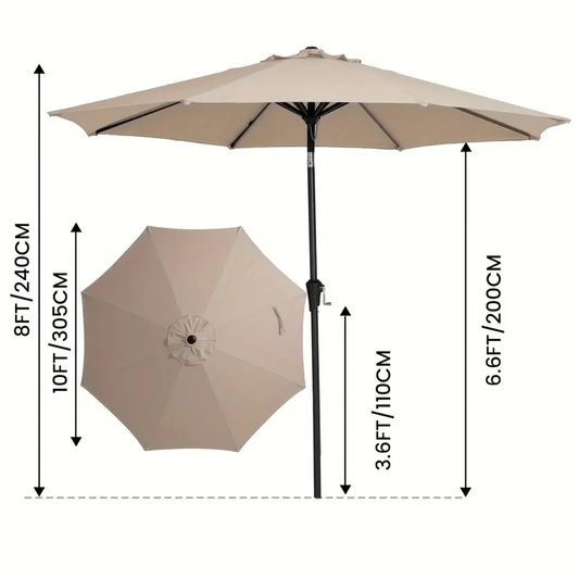JEAREY 11ft/ 8ft Large Outdoor Patio Umbrella - Durable UV Protection, Waterproof, and Windproof with Easy Push Button Tilt and Crank System, Perfect for Backyard, Beach, and Poolside Shade