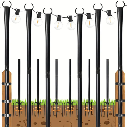 [8pcs/4pcs/2pcs Metal Pole] 10 Feet Metal Patio String Lights Pole | Outdoor Hanging Pole For Garden, Backyard, Patio, Lighting Bracket For Parties, Christmas And Wedding