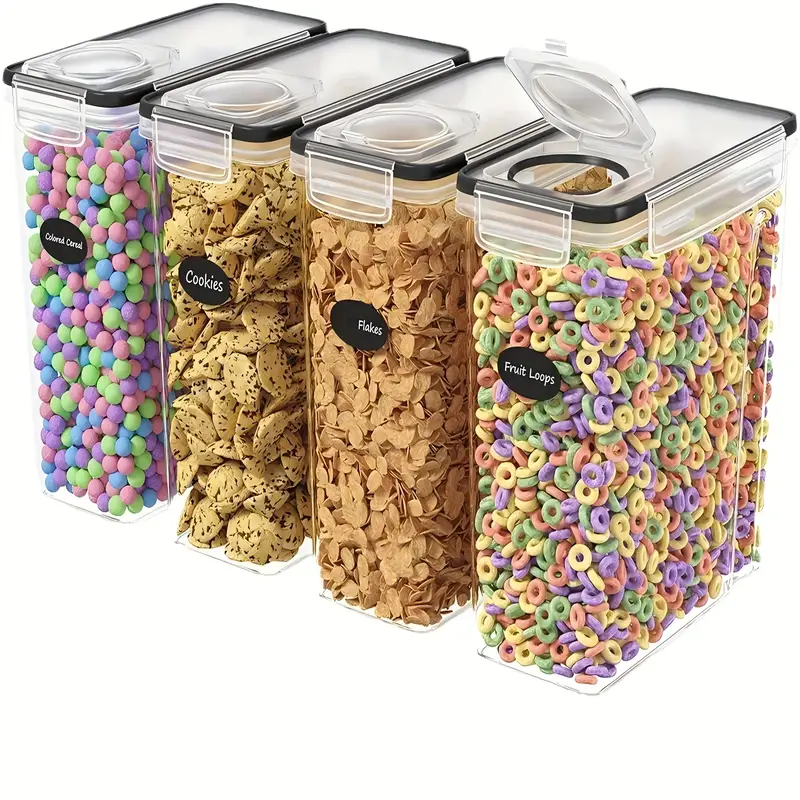 [EXTRA Large | Airtight] 4pcs EXTRA Large Airtight Food Storage Containers | BPA-Free Plastic Container for Pantry Organization And Canister for Grain, Nuts, Flour And Rice, Kitchen Organizers And Storage, Kitchen Accessories (4L/ 135oz)