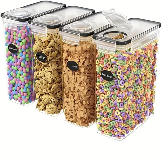 [EXTRA Large | Airtight] 4pcs EXTRA Large Airtight Food Storage Containers | BPA-Free Plastic Container for Pantry Organization And Canister for Grain, Nuts, Flour And Rice, Kitchen Organizers And Storage, Kitchen Accessories (4L/ 135oz)